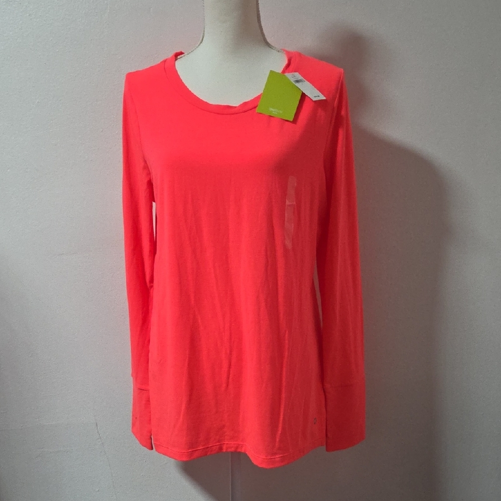 Gap BODY Size LARGE Women's Neon Pink Long Sleeve Top ATHLEISURE
